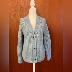 Vince Ribbed alpaca-blend cardigan in turquoise NWT sz XS